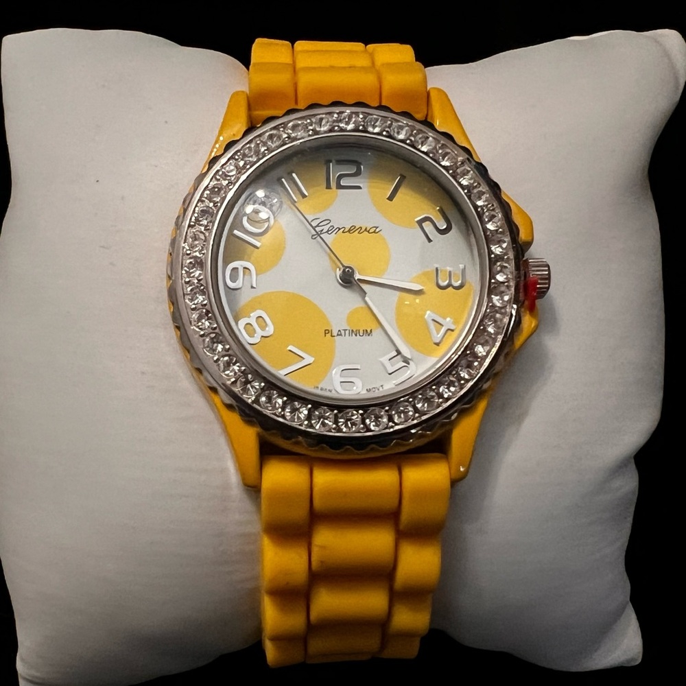 Geneva Yellow Watch with Crystal Accents